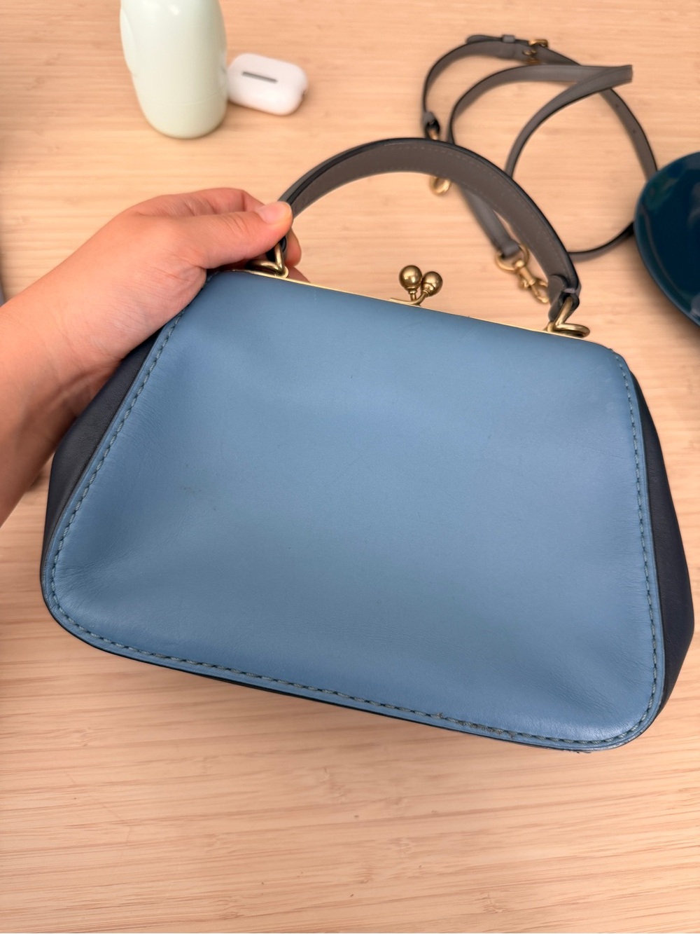 Coach Kisslock Frame 23 Colorblock Blue Bag